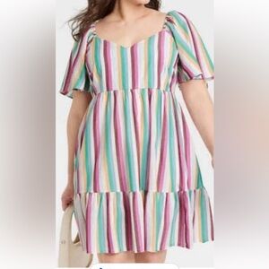 Striped Multicolor Babydoll Dress